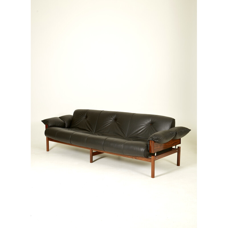 Vintage Mp-13 leather sofa by Percival Lafer, 1960-1970