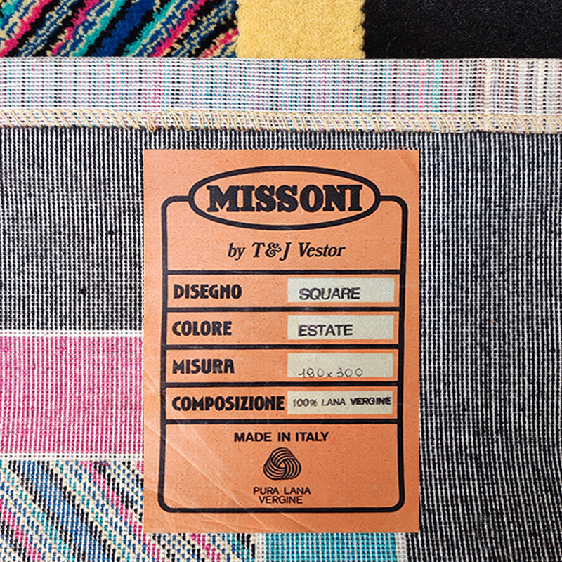 Tapete de lã Vintage de Ottavio Missoni, Itália 1990