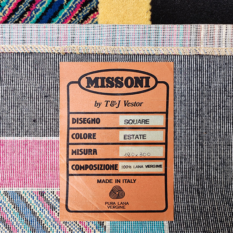 Vintage woolen rug by Ottavio Missoni, Italy 1990s