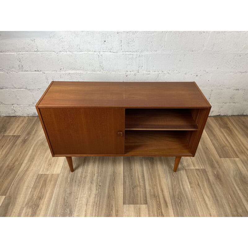 Scandinavian vintage teak sideboard with sliding door, 1960