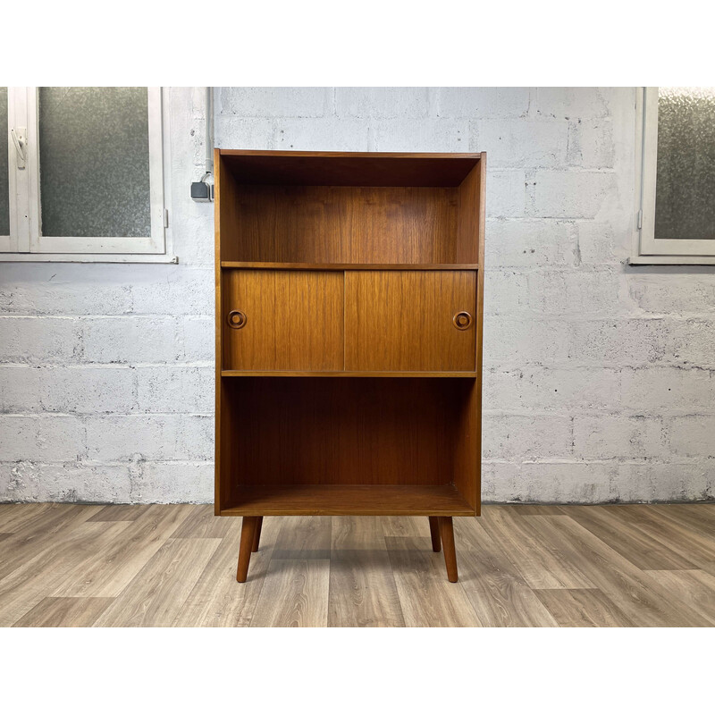 Libreria vintage a 2 ante in teak, Danimarca 1960