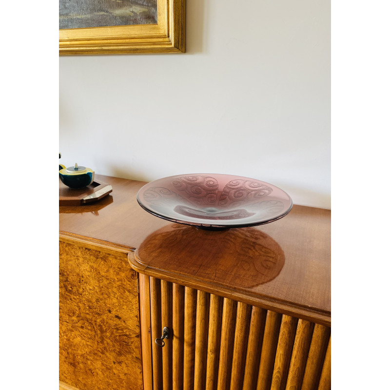 Vintage purple glass bowl by Charles Schneider, France 1930