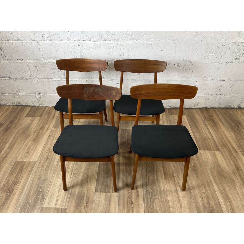 Set van 4 Scandinavische vintage teakhouten stoelen van Findahls Møbelfabrik, Denemarken 1980