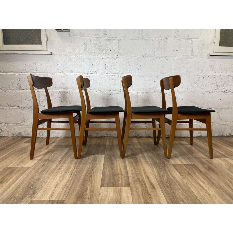 Set van 4 Scandinavische vintage teakhouten stoelen van Findahls Møbelfabrik, Denemarken 1980