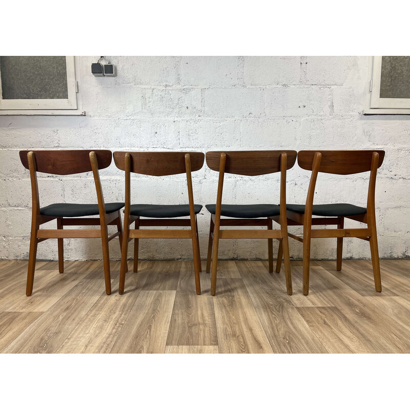 Set of 4 vintage Scandinavian teak chairs by Findahls Møbelfabrik, Denmark 1980s