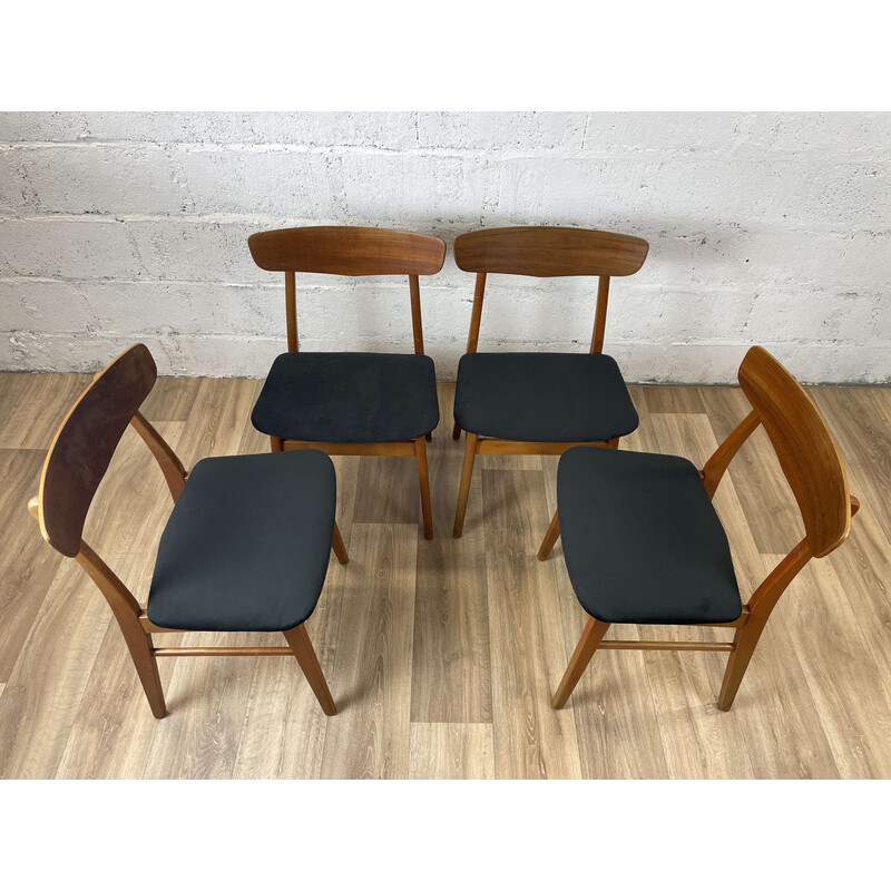 Set van 4 Scandinavische vintage teakhouten stoelen van Findahls Møbelfabrik, Denemarken 1980