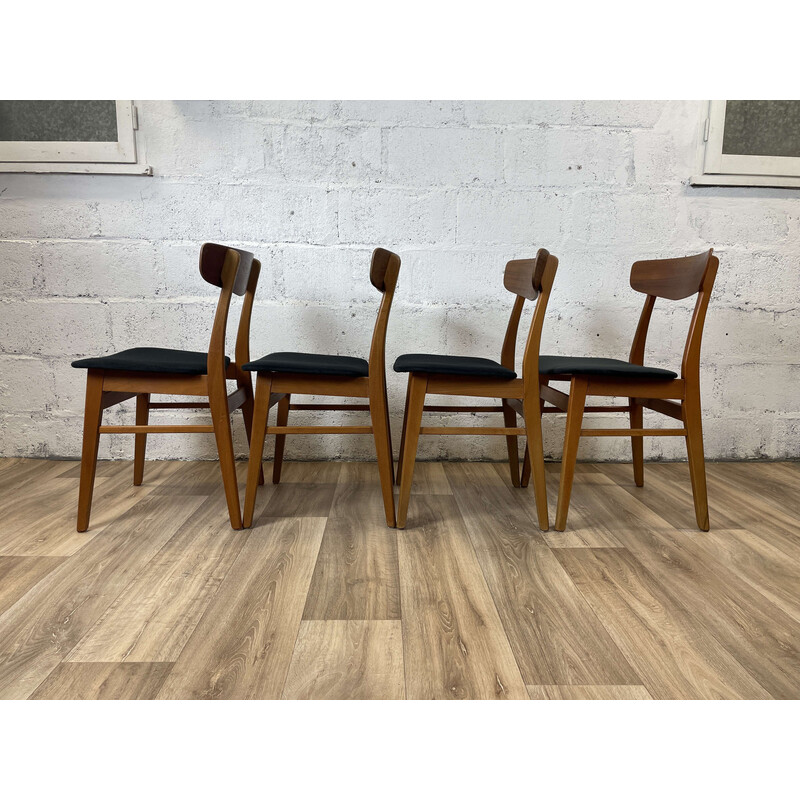 Set of 4 vintage Scandinavian teak chairs by Findahls Møbelfabrik, Denmark 1980s