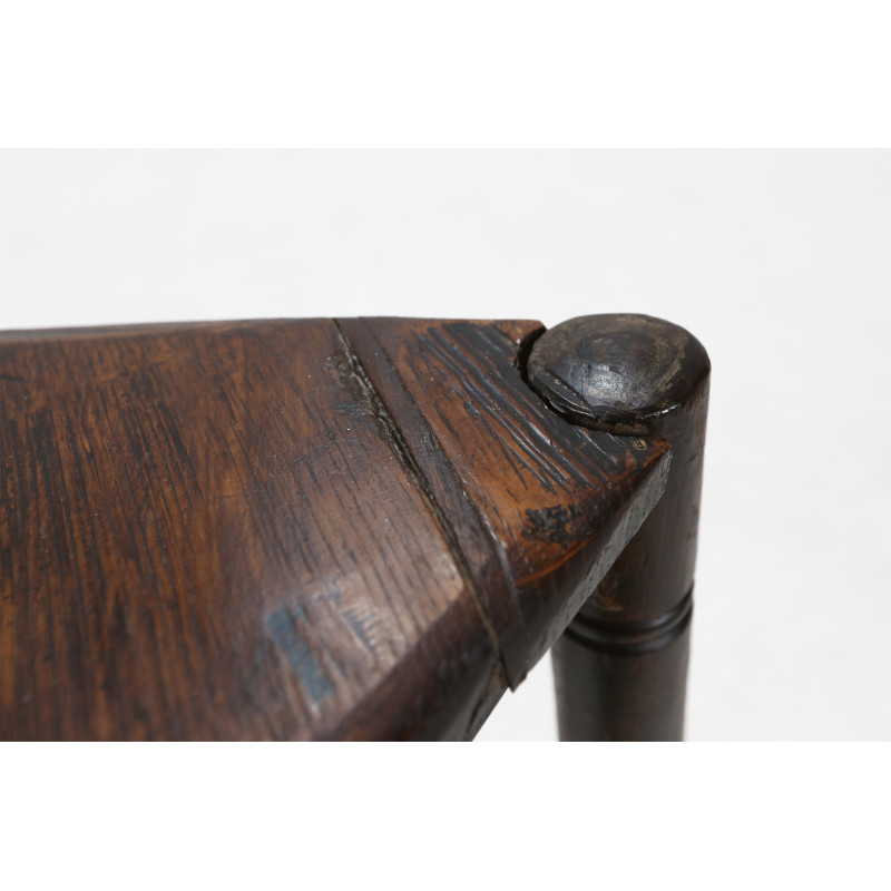 Vintage rustieke houten kruk, 1850