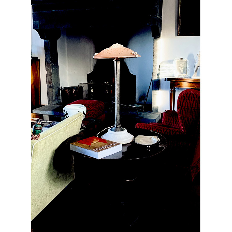 Lampe de table Art déco vintage par Muller Frères Luneville pour Edgar Brandt, France 1930