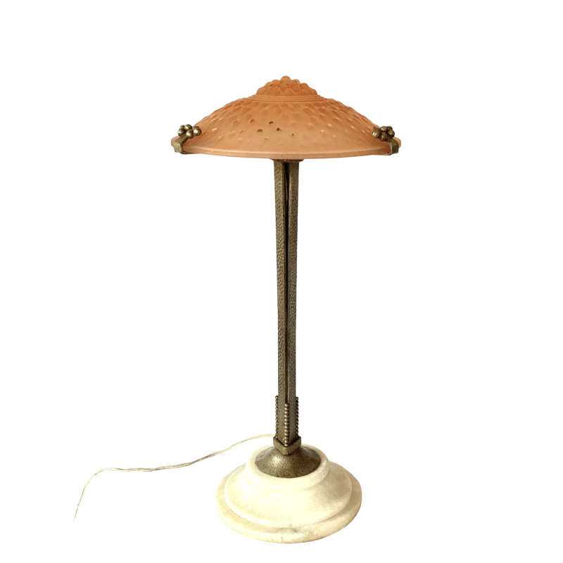 Lampada da tavolo vintage Art Déco di Muller Frères Luneville per Edgar Brandt, Francia 1930