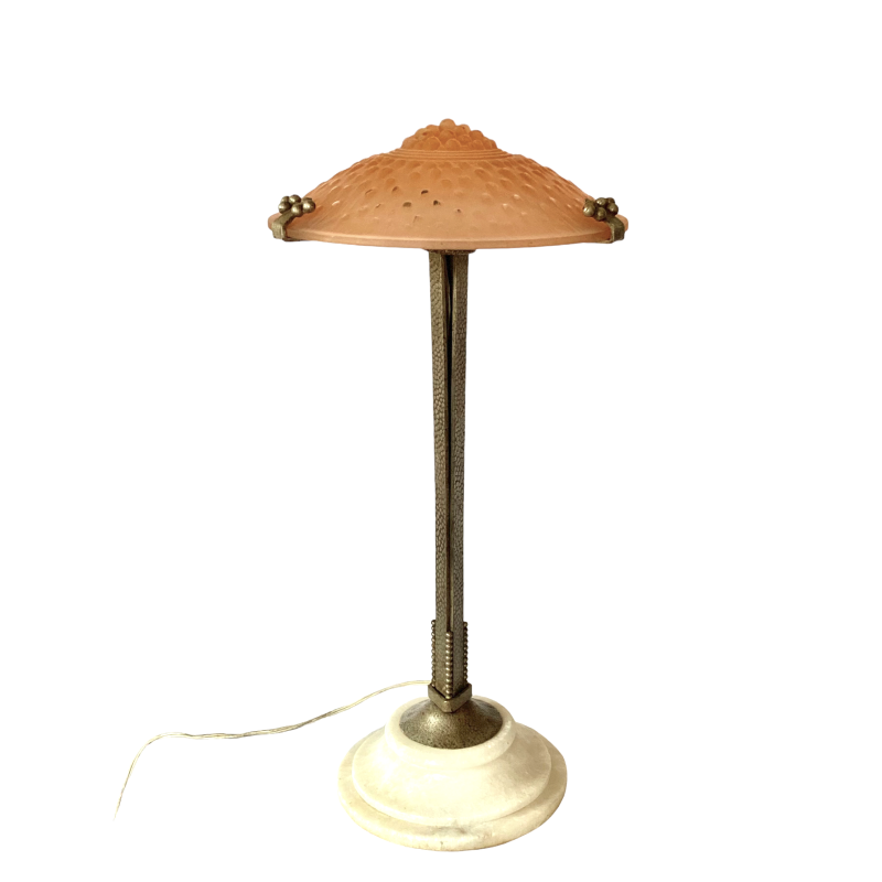 Lámpara de mesa Art Decó de Muller Frères Luneville para Edgar Brandt, Francia 1930
