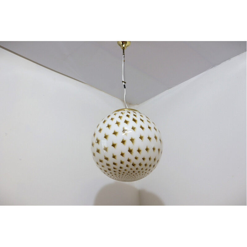 Vintage glass globe pendant lamp by Vetri Venini, Italy 1970