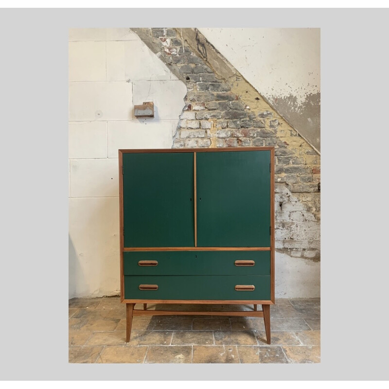 Scandinavian vintage highboard painted in forest green