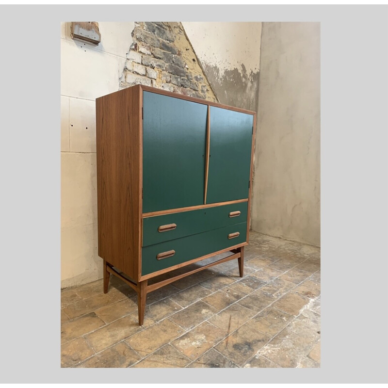 Scandinavian vintage highboard painted in forest green