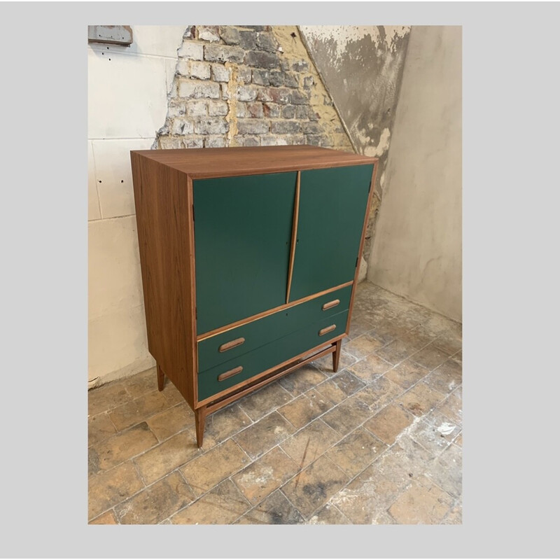 Scandinavian vintage highboard painted in forest green