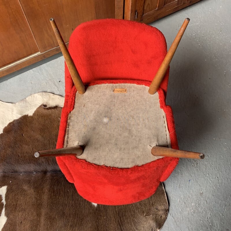 Pair of vintage chairs in red muslin