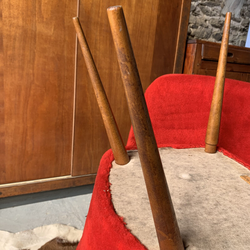 Pair of vintage chairs in red muslin