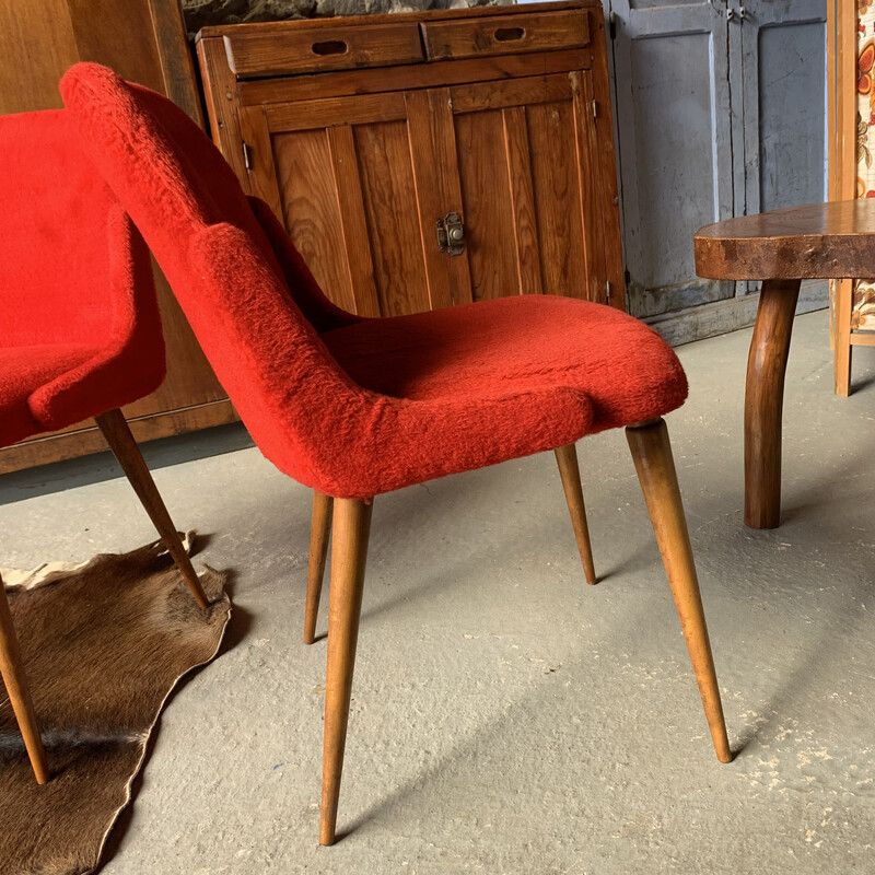 Paar Vintage-Stühle aus rotem Moumoute