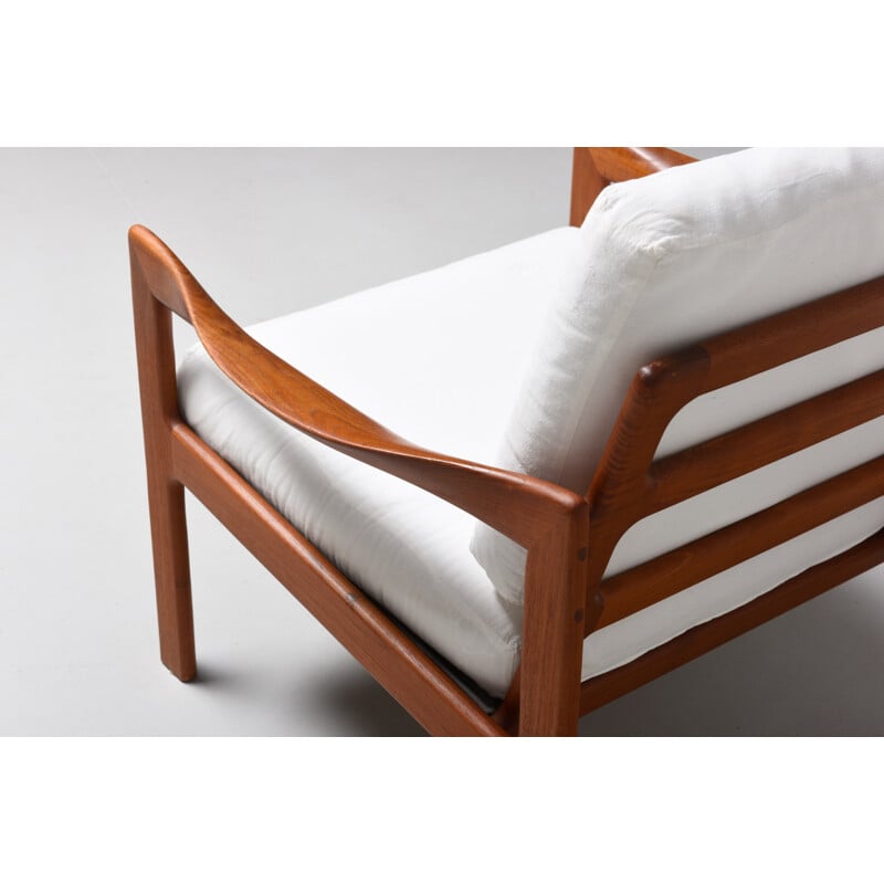 N. Eilersen teak and fabric white armchair,  Illum WIKKELSO - 1960s