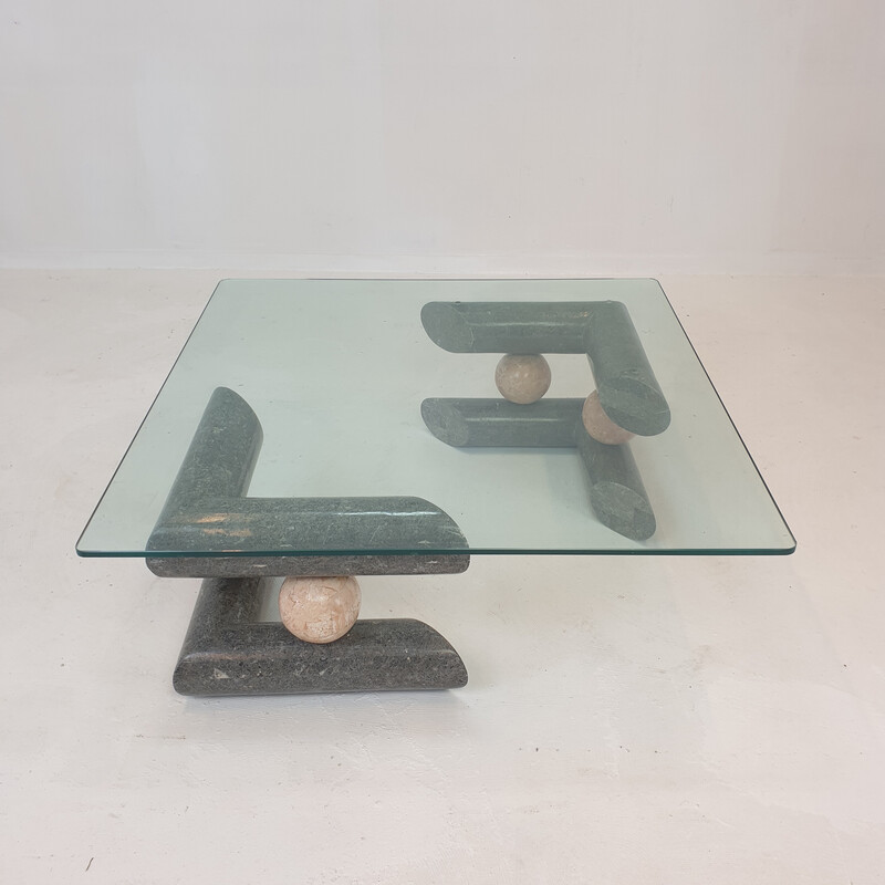 Vintage fossil stone coffee table, 1980s