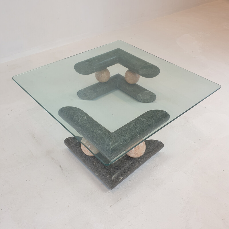 Vintage fossil stone coffee table, 1980s