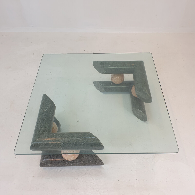 Vintage fossil stone coffee table, 1980s