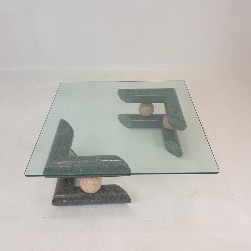Vintage fossil stone coffee table, 1980s