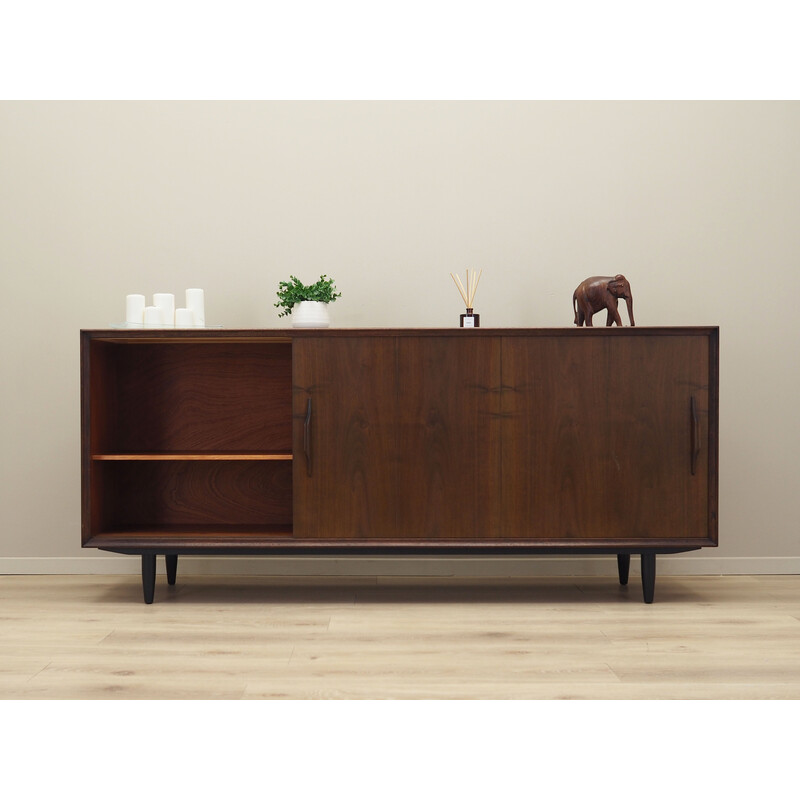 Vintage walnut highboard with sliding doors, Denmark 1960