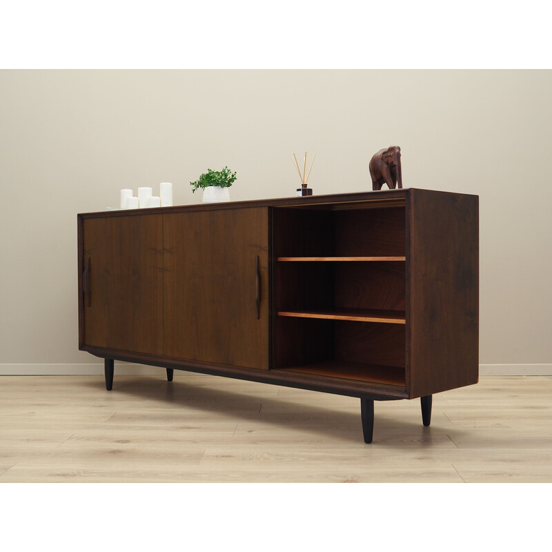 Vintage walnut highboard with sliding doors, Denmark 1960