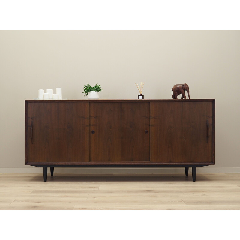 Vintage walnut highboard with sliding doors, Denmark 1960