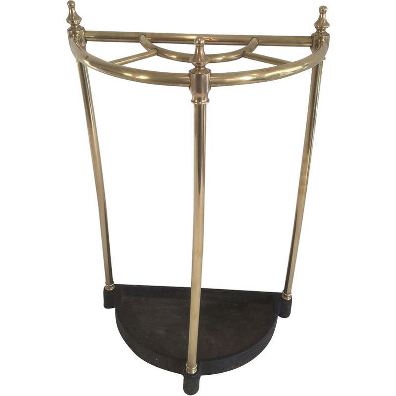 Vintage brass and cast iron umbrella stand, 1950