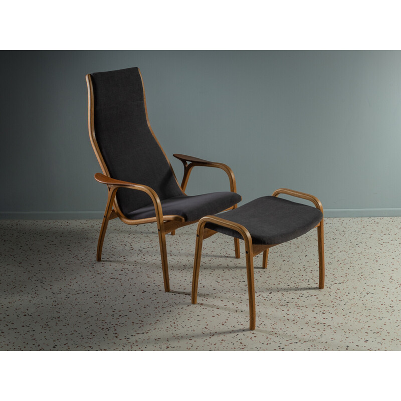 Sillón de época "Lamino" con reposapiés de Yngve Ekström para Swedese, Suecia 1950