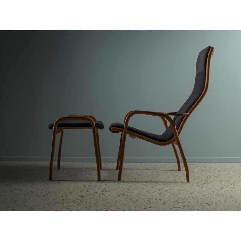 Vintage “Lamino” armchair with footrest by Yngve Ekström for Swedese, Sweden 1950s