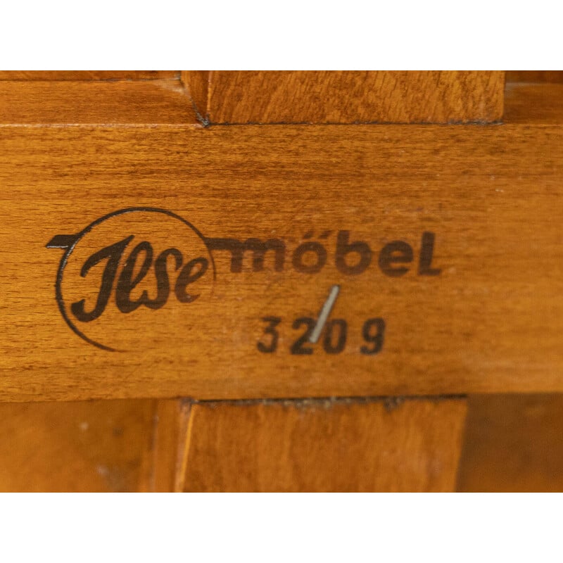 Mesa auxiliar vintage de madera de haya teñida oscura de Ilse Möbel, Alemania años 50