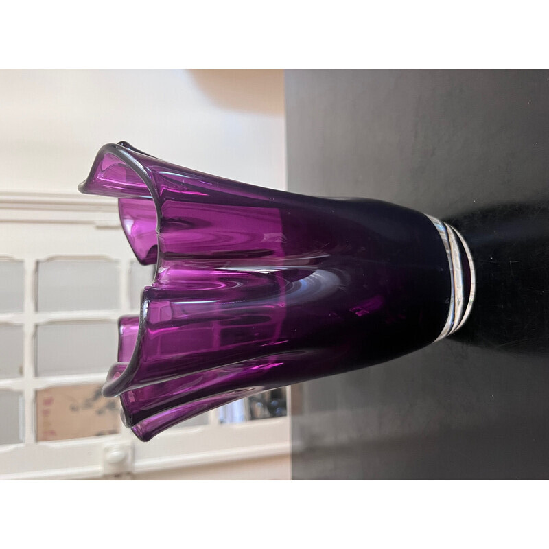Vintage purple handkerchief vase, 1980