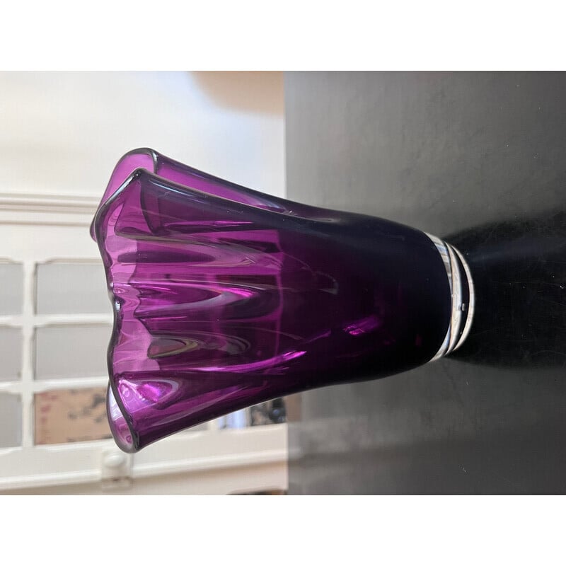 Vintage purple handkerchief vase, 1980