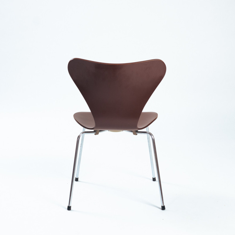 Set of 5 vintage brown Butterfly 3107 7 series chairs by Arne Jacobsen for Fritz Hansen, 1960s