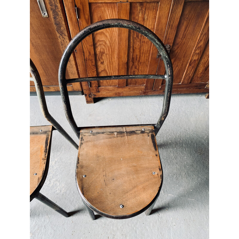 Pareja de sillas apilables vintage de René Herbst para Mobilor