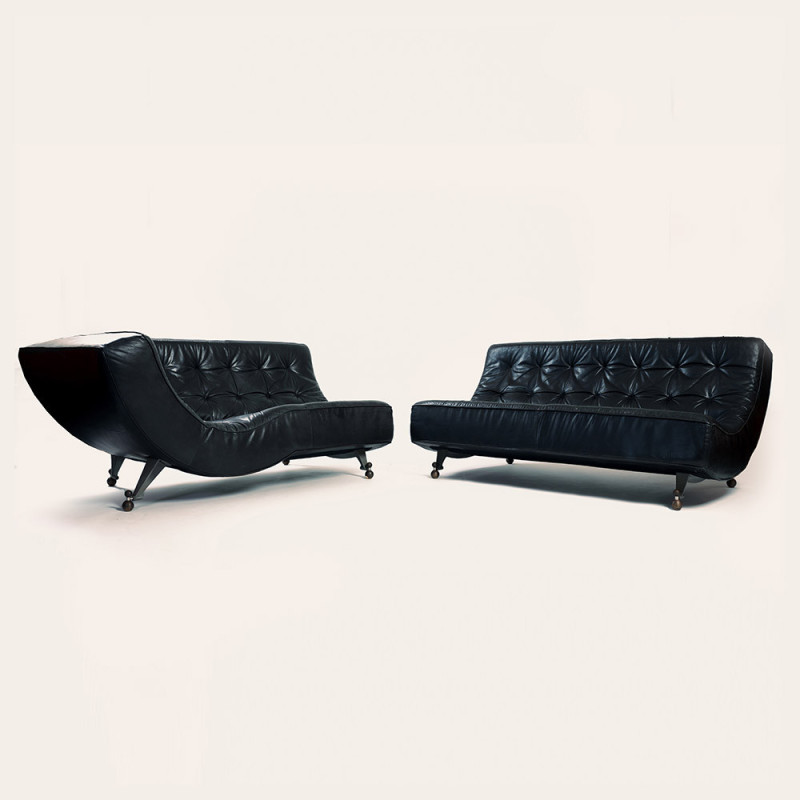 Vintage Dutch Postmodern soft leather living room set by Gerard Van Den Berg for Montis, 1980s