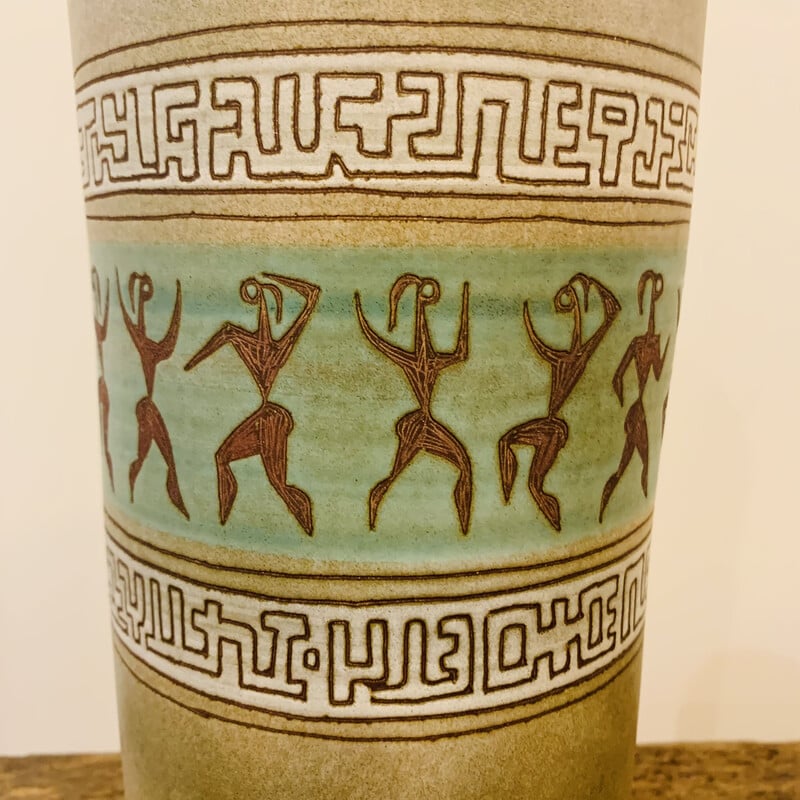 Vase vintage avec motifs aztèques par René Morel