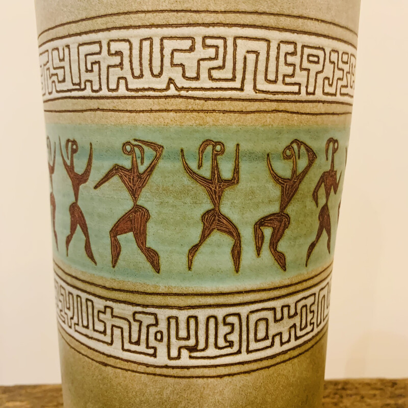 Vaso vintage com motivos astecas de René Morel