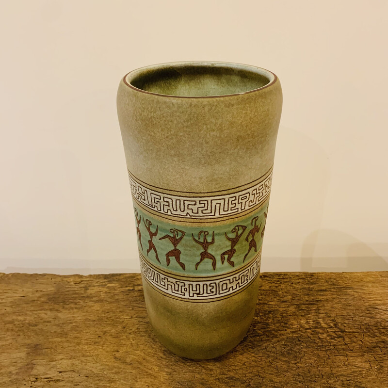 Vaso vintage con motivi aztechi di René Morel