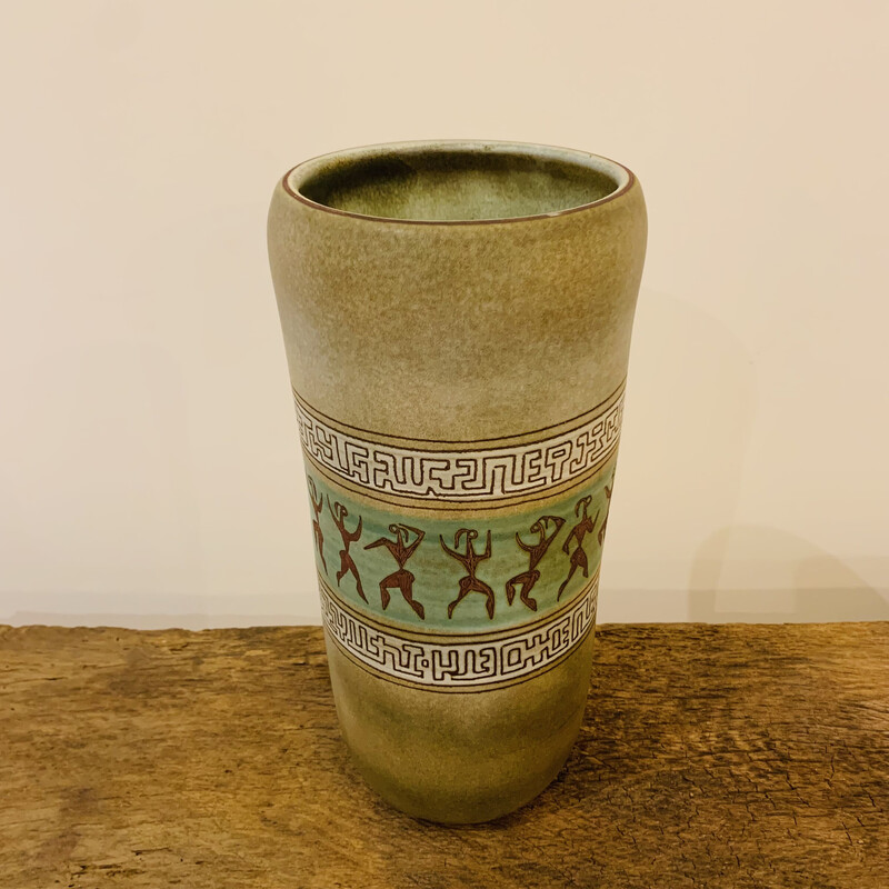 Vintage vase with Aztec motifs by René Morel