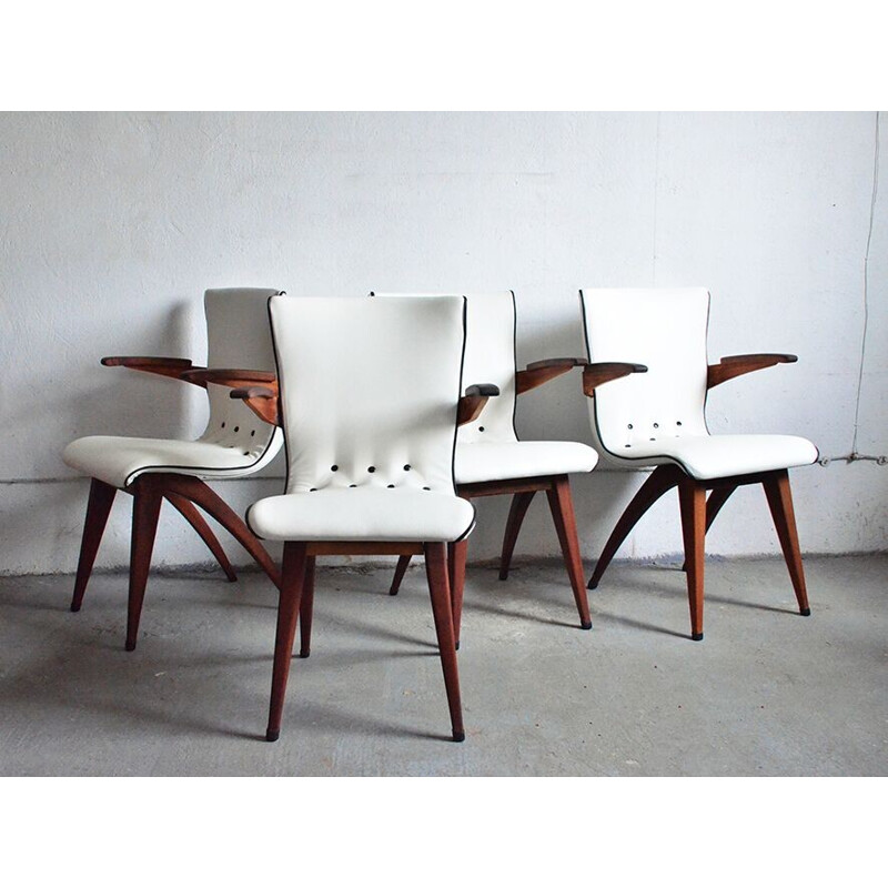 Set of 4 Swing chairs in leatherette, G. VAN OS - 1950s