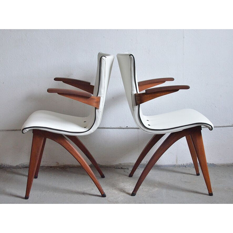 Set of 4 Swing chairs in leatherette, G. VAN OS - 1950s