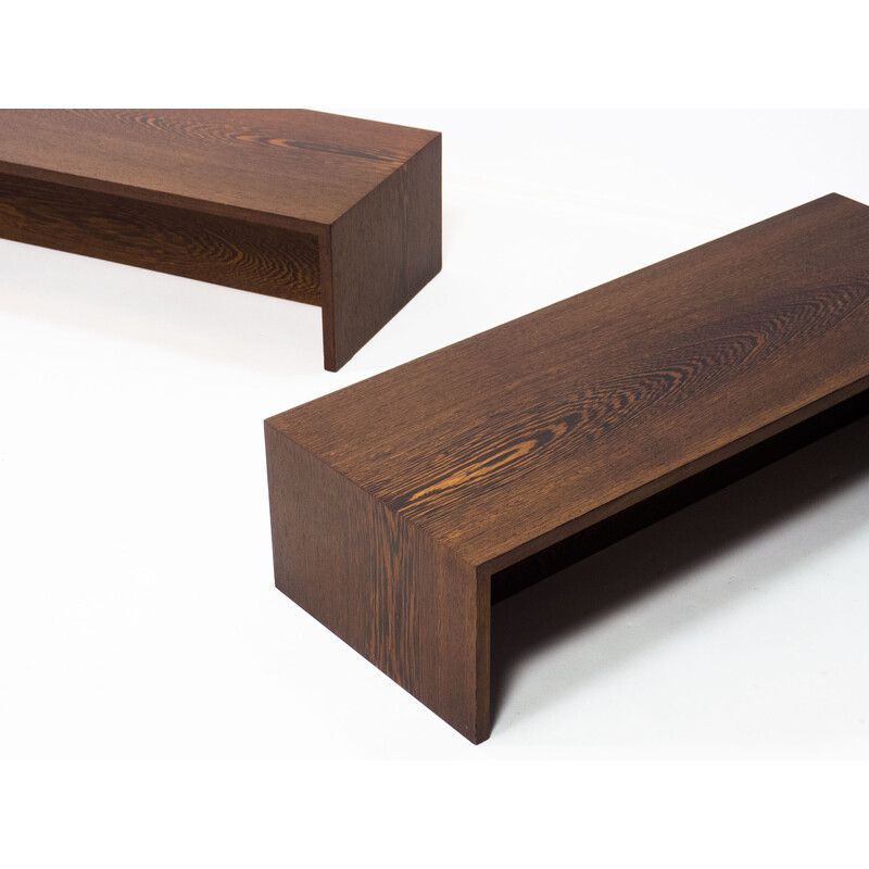 Pair of vintage wengé benches, 1970