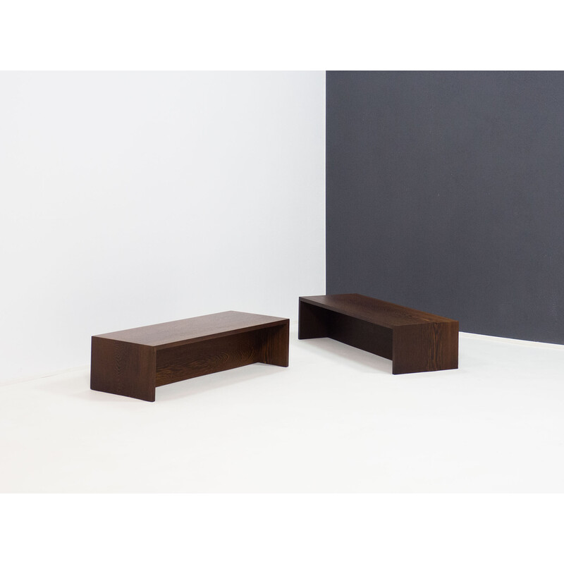 Pair of vintage wengé benches, 1970