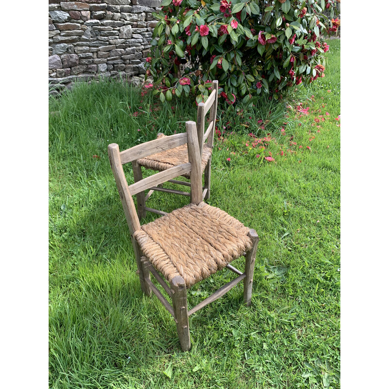 Conjunto de 6 cadeiras de palha vintage