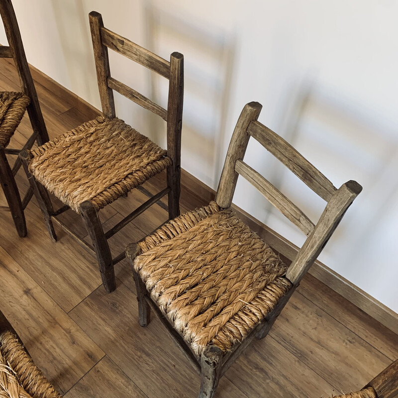 Set di 6 sedie vintage in paglia