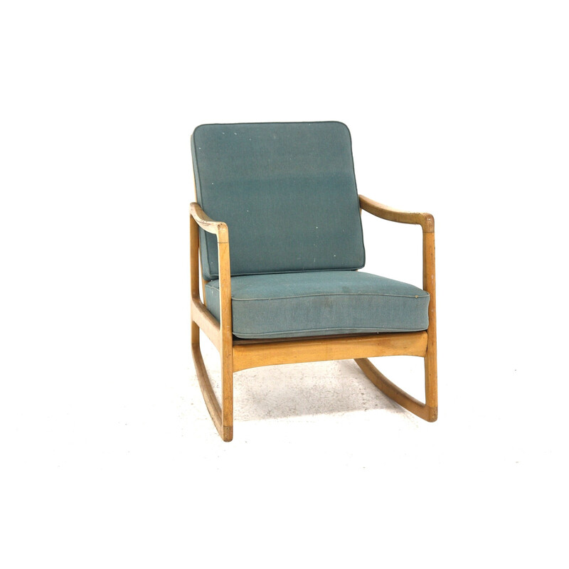 Cadeira de balanço de faia Vintage por Ole Wanscher para France et Son, Dinamarca 1950